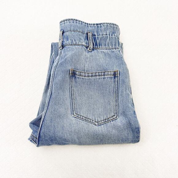 & Other Stories Paper Bag Rouched Waist Vintage Wash Denim Jeans Size 25 - Picture 1 of 10